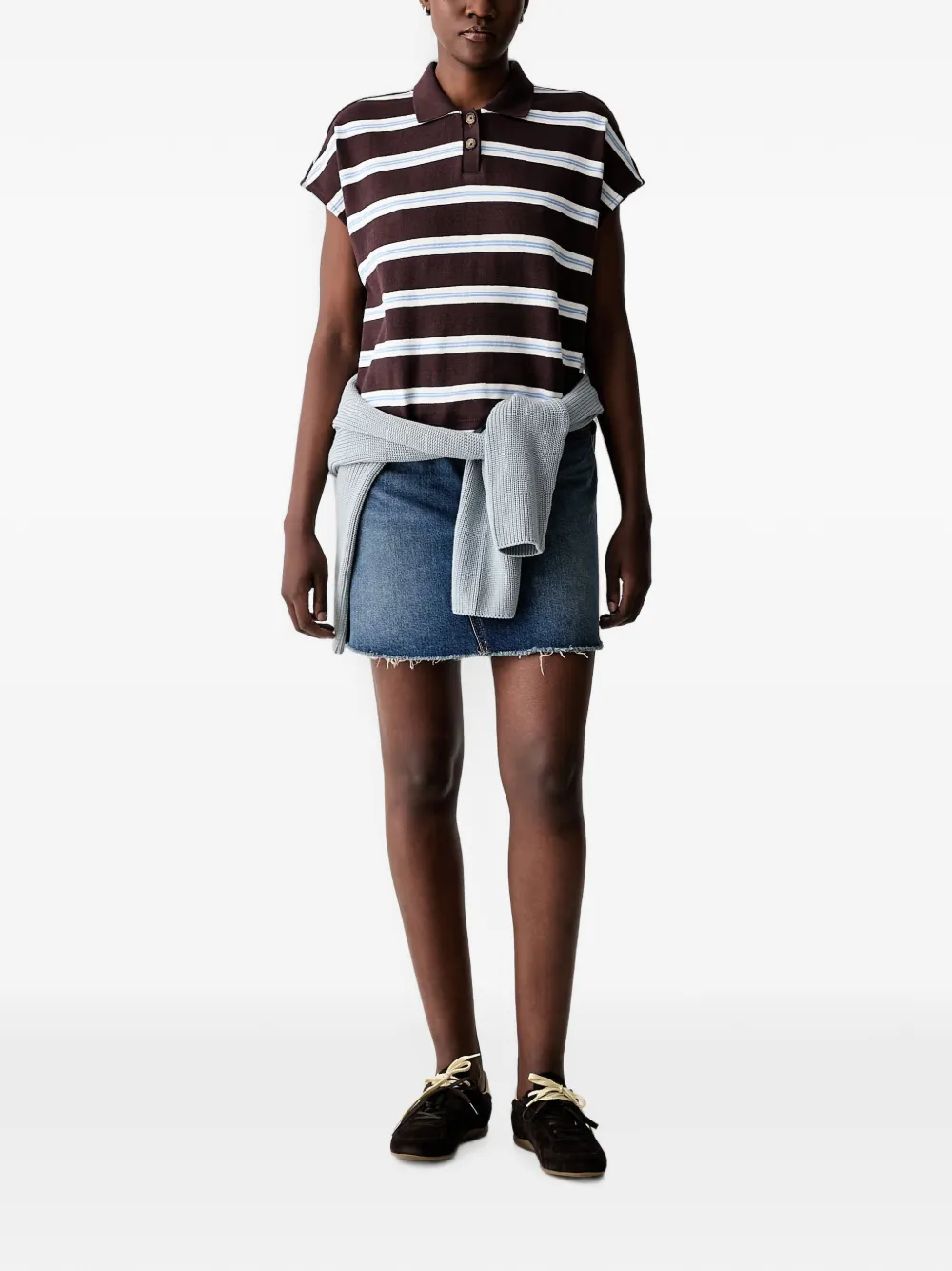 Marc O'Polo Gestreept poloshirt Bruin