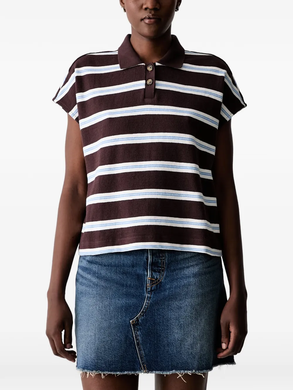 Marc O'Polo striped short-sleeve polo shirt - Marrone