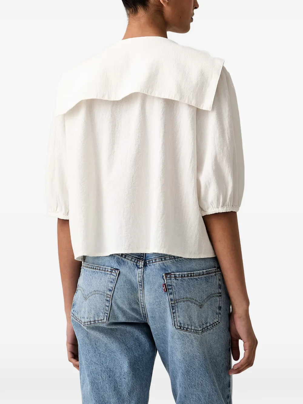Marc O'Polo Blouse met striksluiting Wit