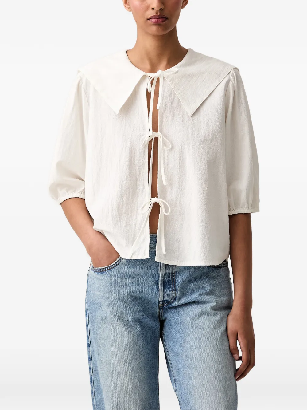 Marc O'Polo sailor-collar tie-fastening blouse - Bianco