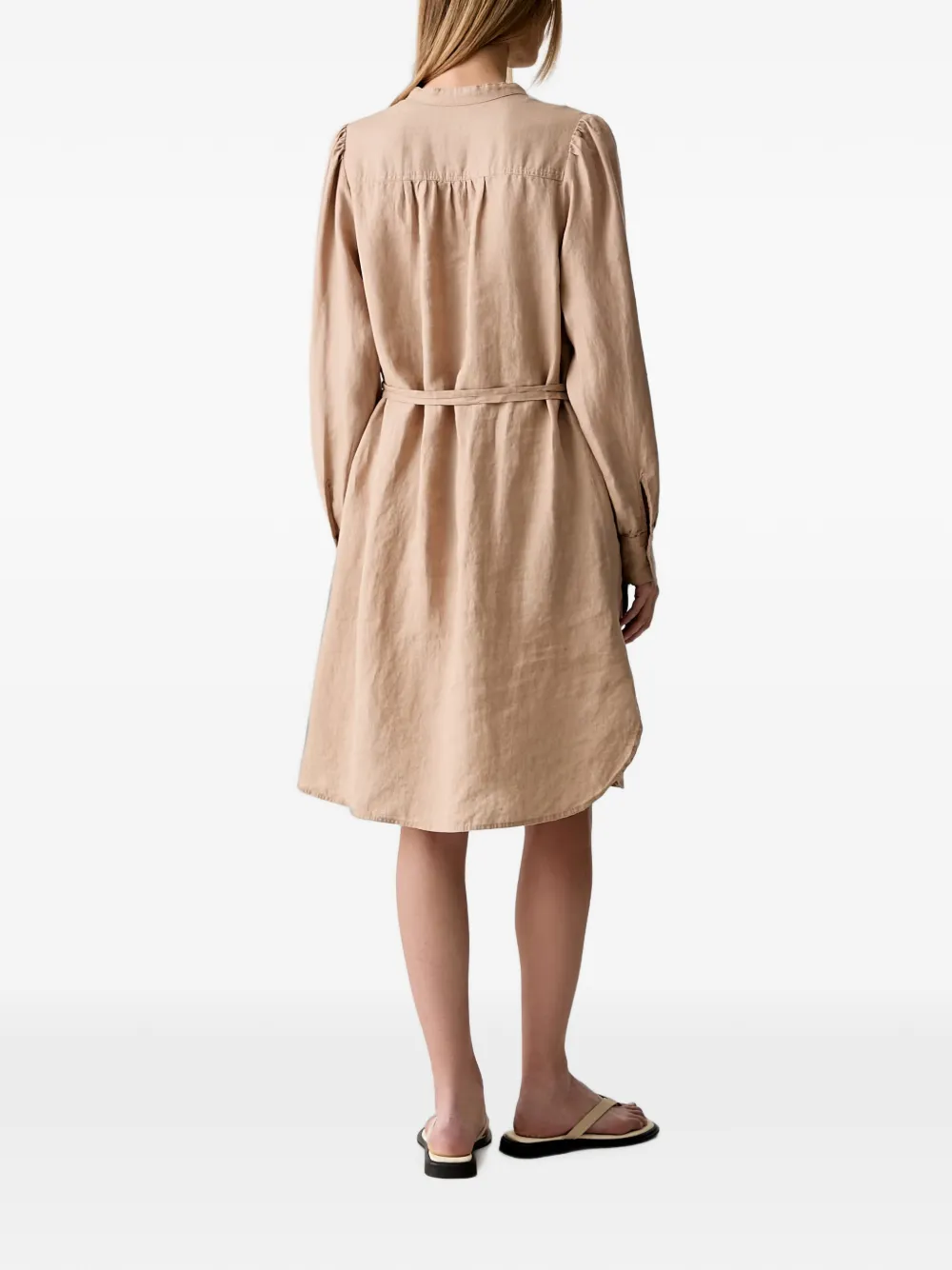 Marc O'Polo Mini-jurk met lange mouwen en ceintuur Beige