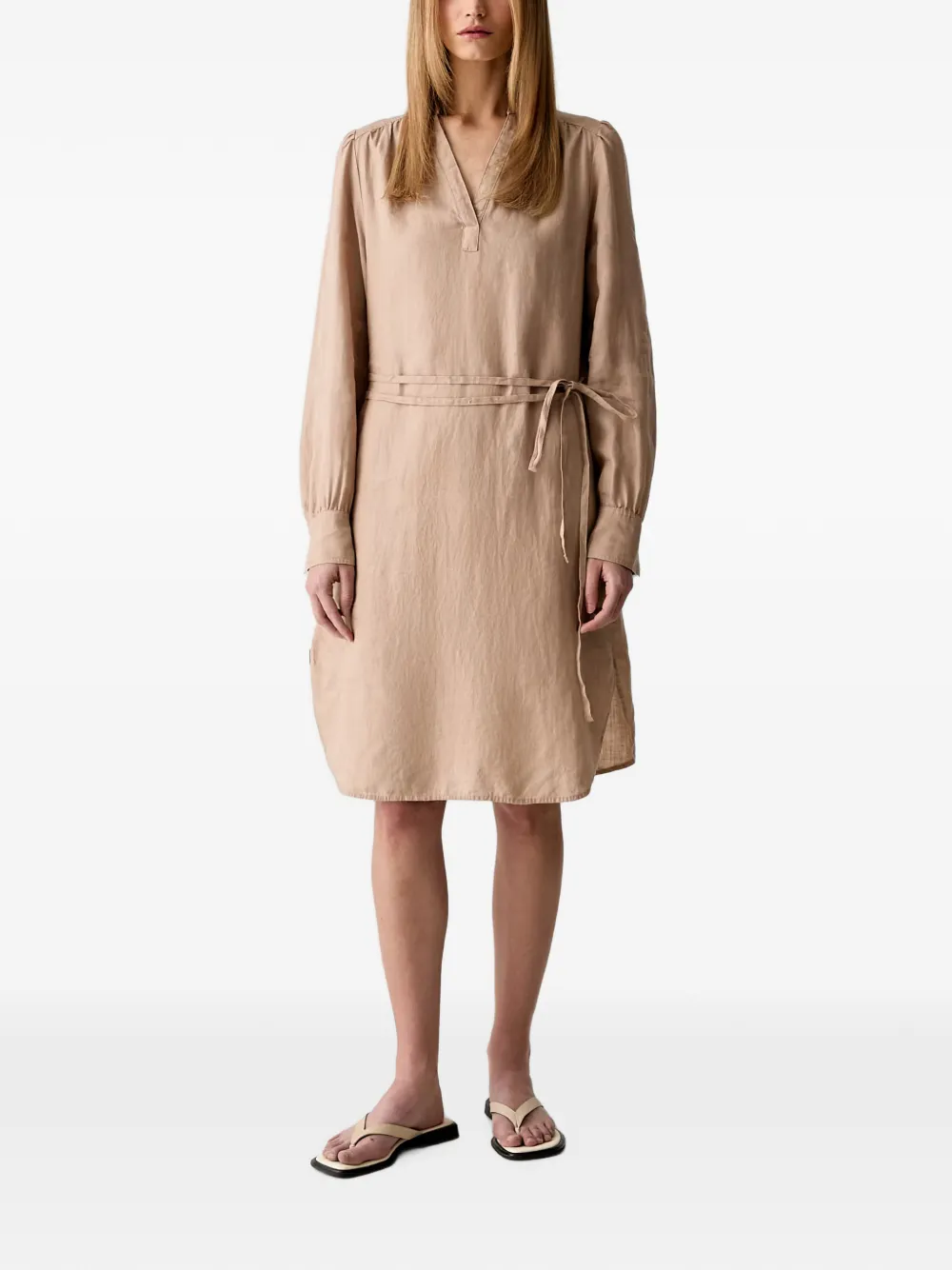 Marc O'Polo belted long-sleeve mini dress - Neutrals