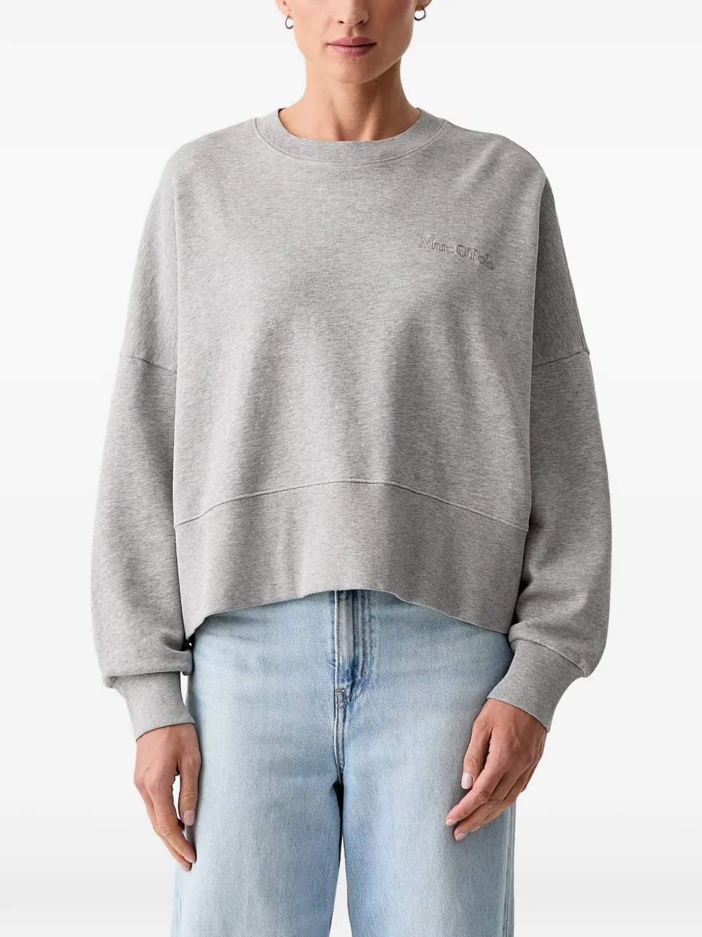 Marc O'Polo embroidered-logo dropped-shoulder sweatshirt - Grau