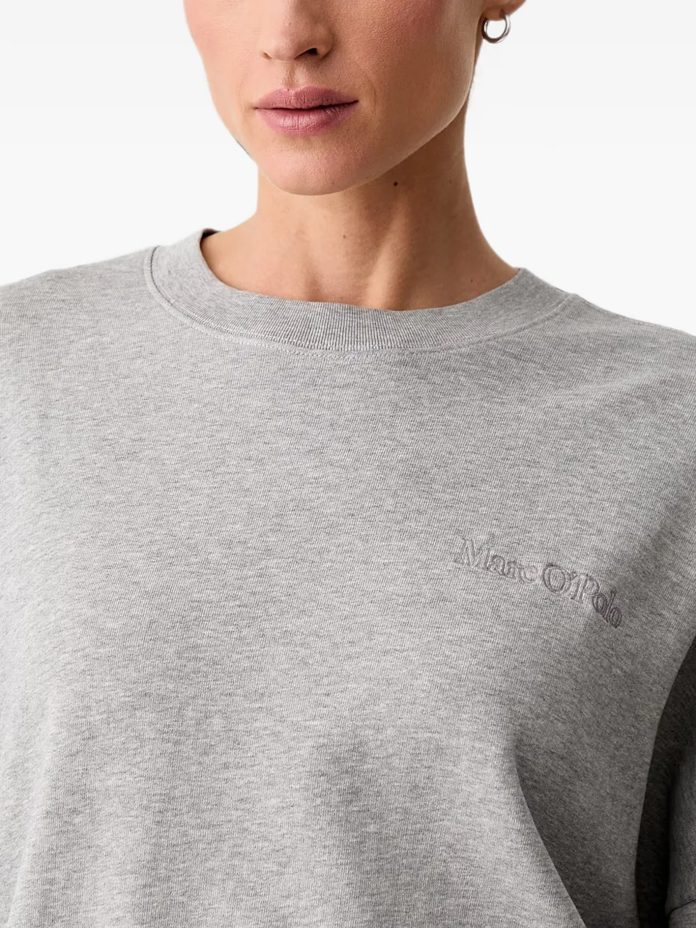 Marc O'Polo Trui met geborduurd logo en verlaagde schouders Grijs
