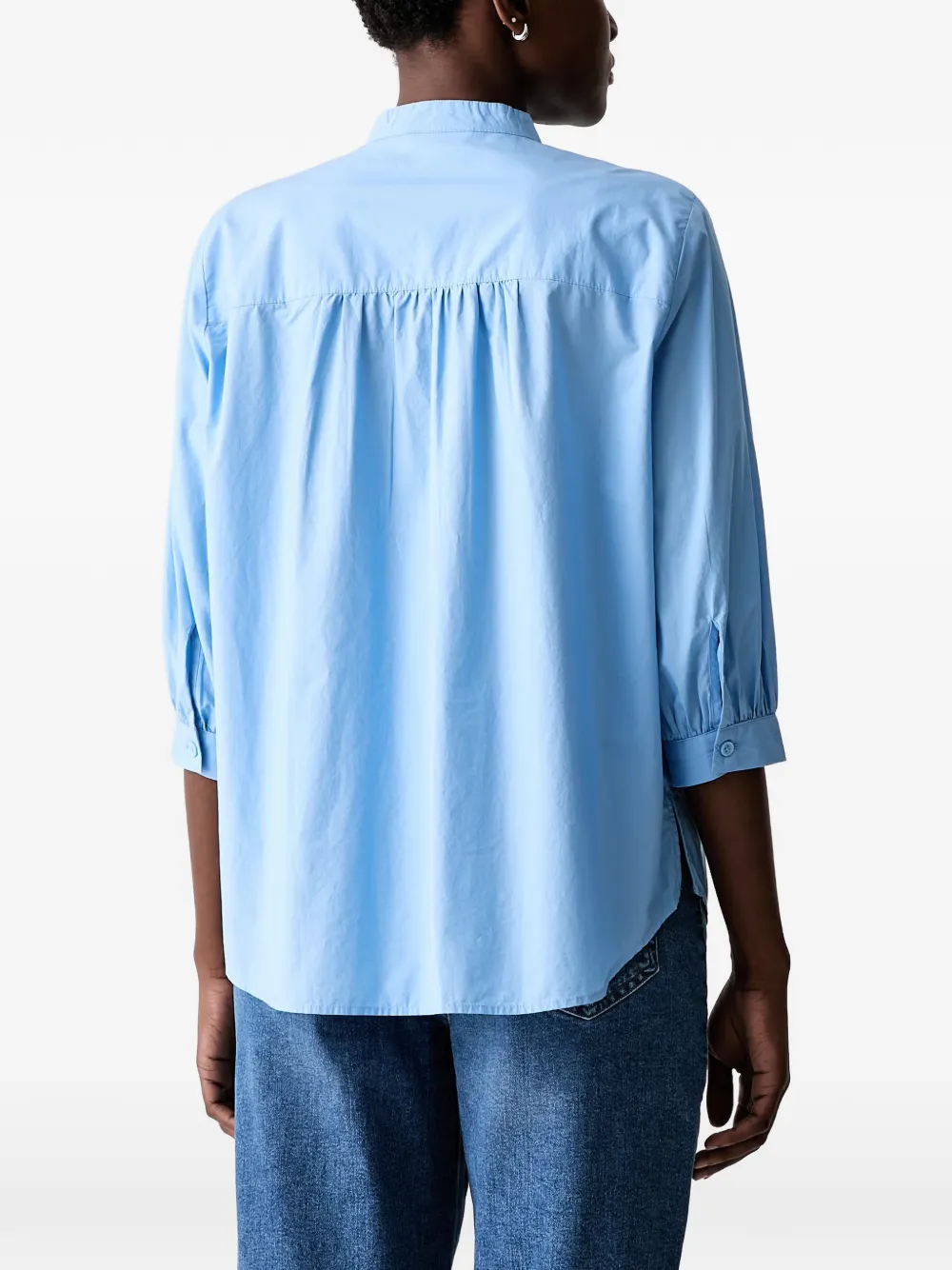 Marc O'Polo Button-up blouse met gesmockt detail Blauw