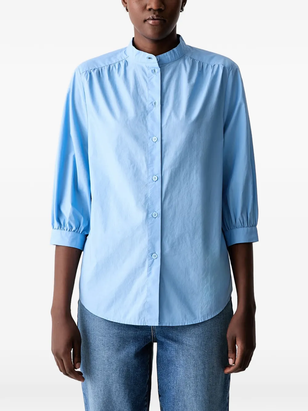 Marc O'Polo gathered-detail button-up blouse - Blu