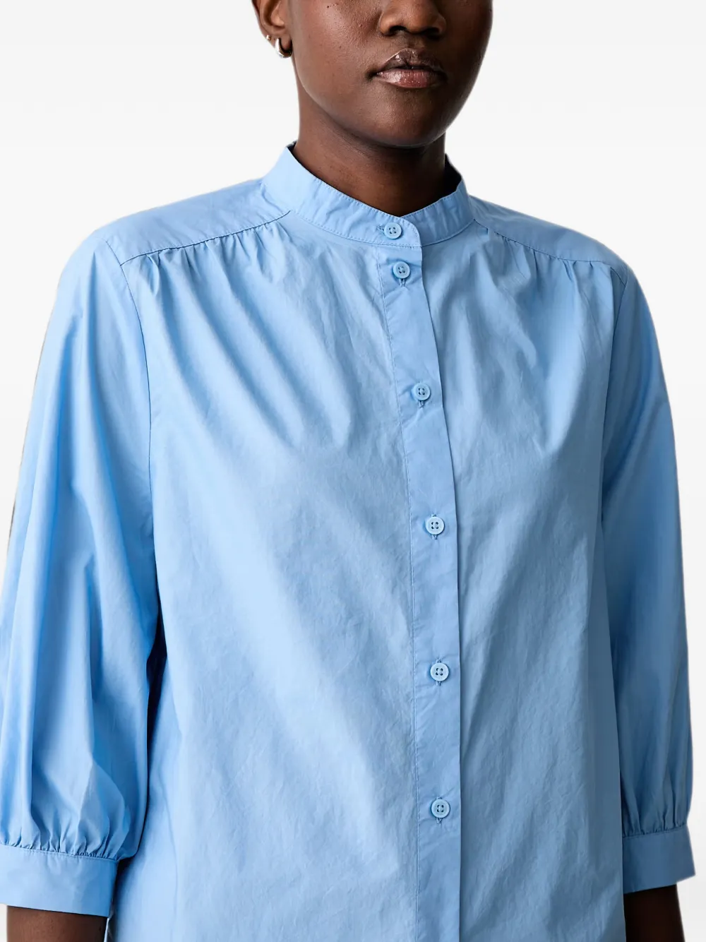 Marc O'Polo Button-up blouse met gesmockt detail Blauw