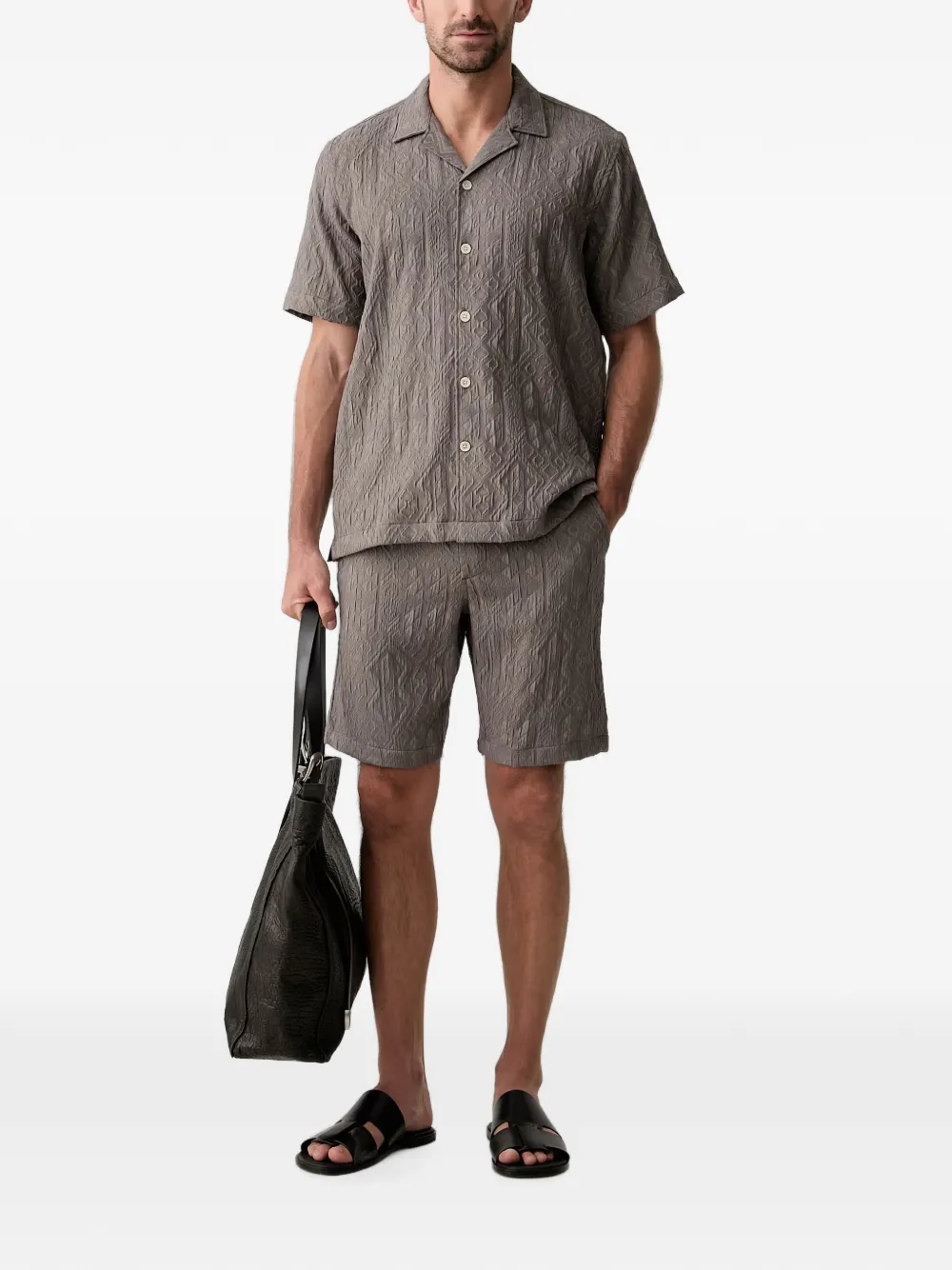 Lindbergh Bermudo shorts met trekkoord en geometrisch patroon Bruin
