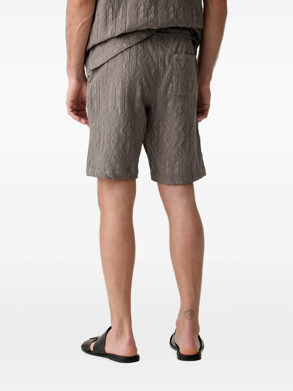 Lindbergh Bermudo shorts met trekkoord en geometrisch patroon Bruin