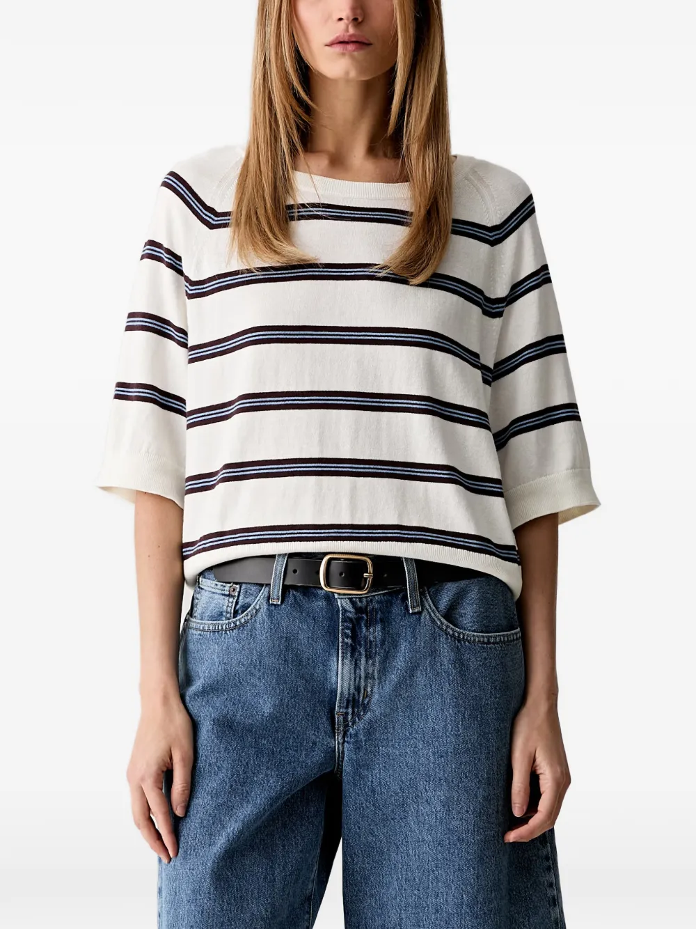 Marc O'Polo striped short-sleeve top - Bianco