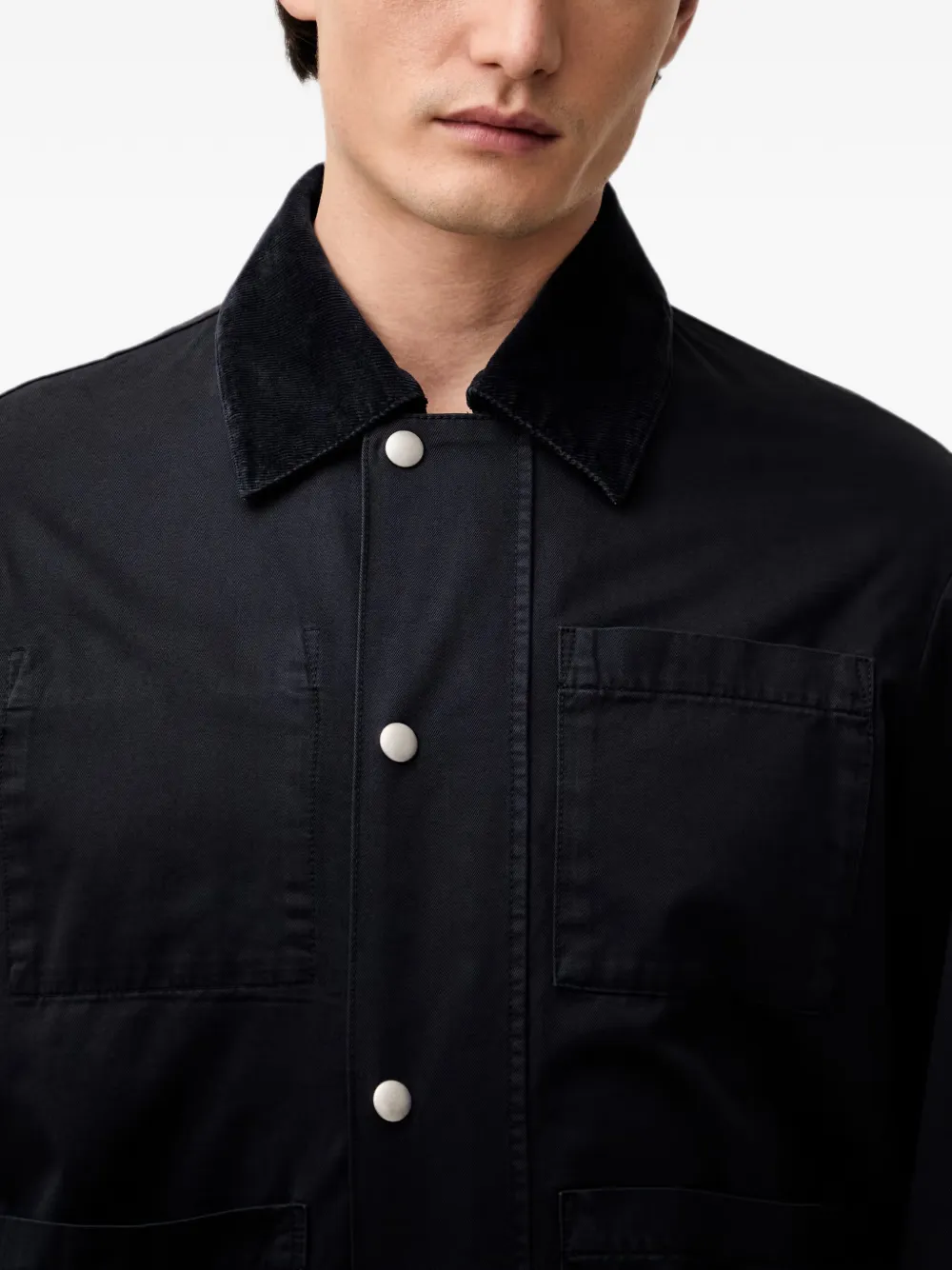 Marc O'Polo Jack met opgestikte zak en ribfluwelen kraag Blauw