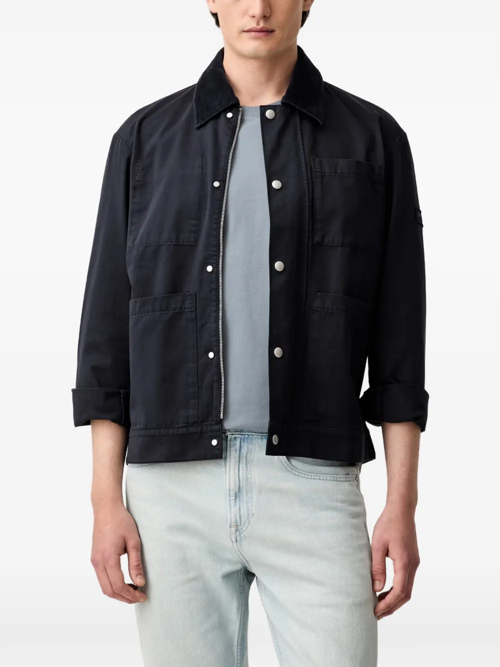 Marc O'Polo corduroy-collar patch-pocket jacket - Blu
