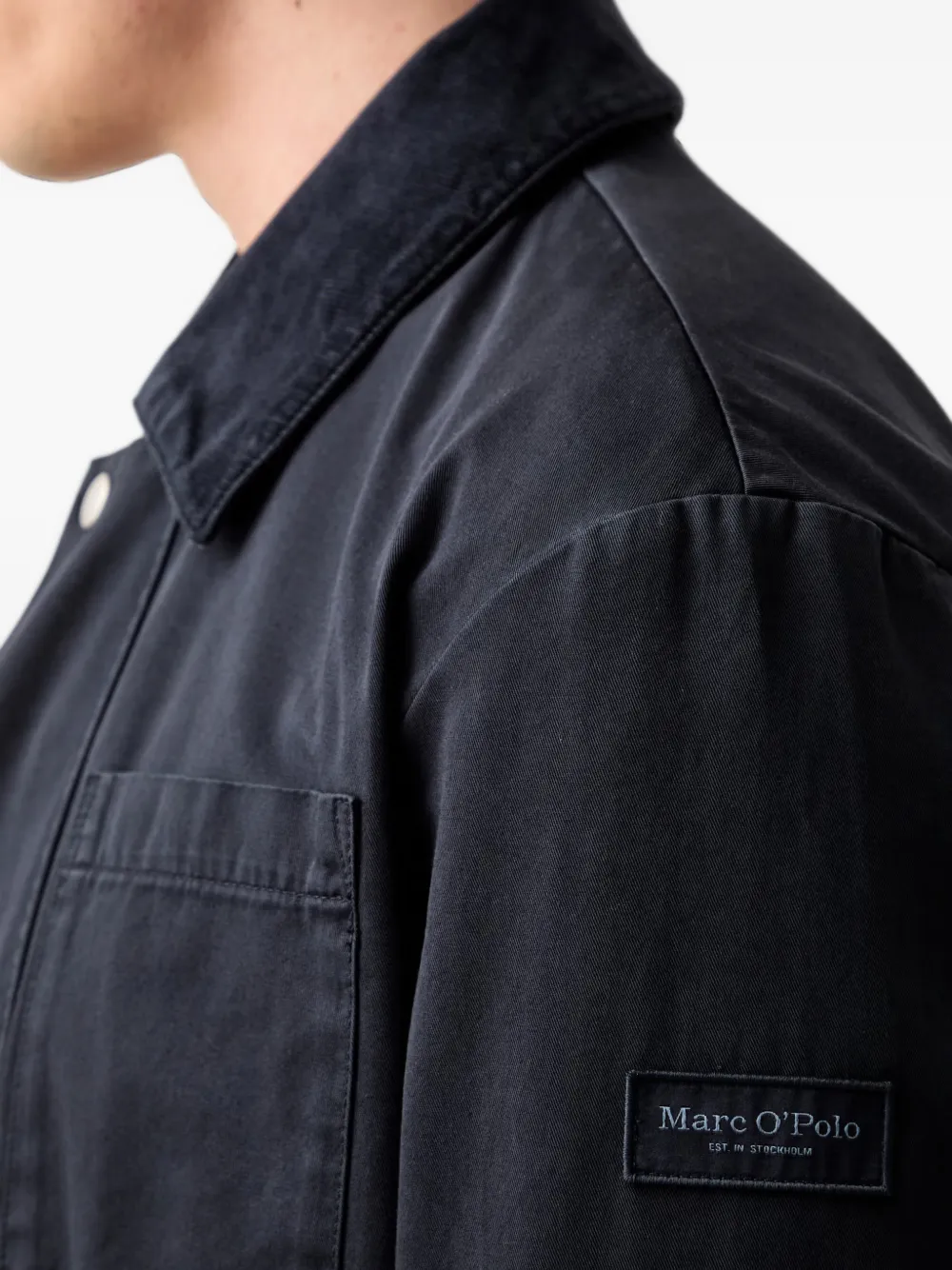 Marc O'Polo Jack met opgestikte zak en ribfluwelen kraag Blauw