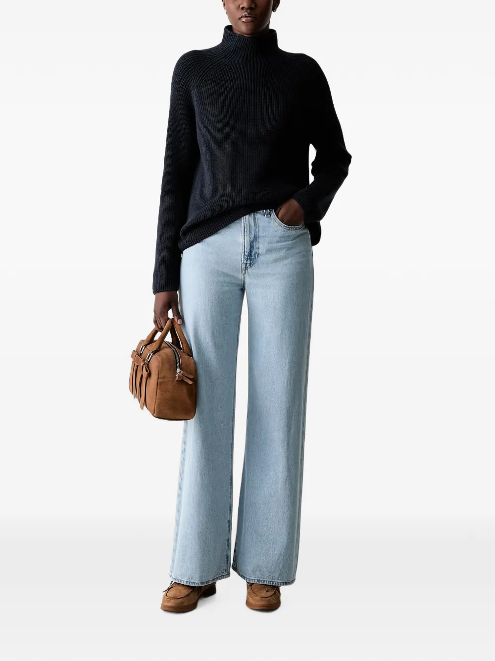 Marc O'Polo ribbed-knit raglan-sleeve sweater Blauw