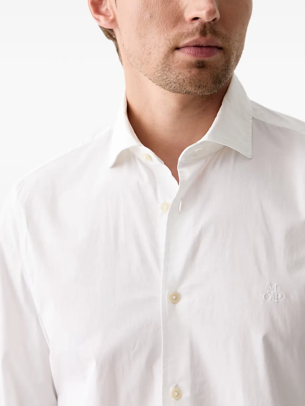 Marc O'Polo Overhemd met geborduurd logo Wit