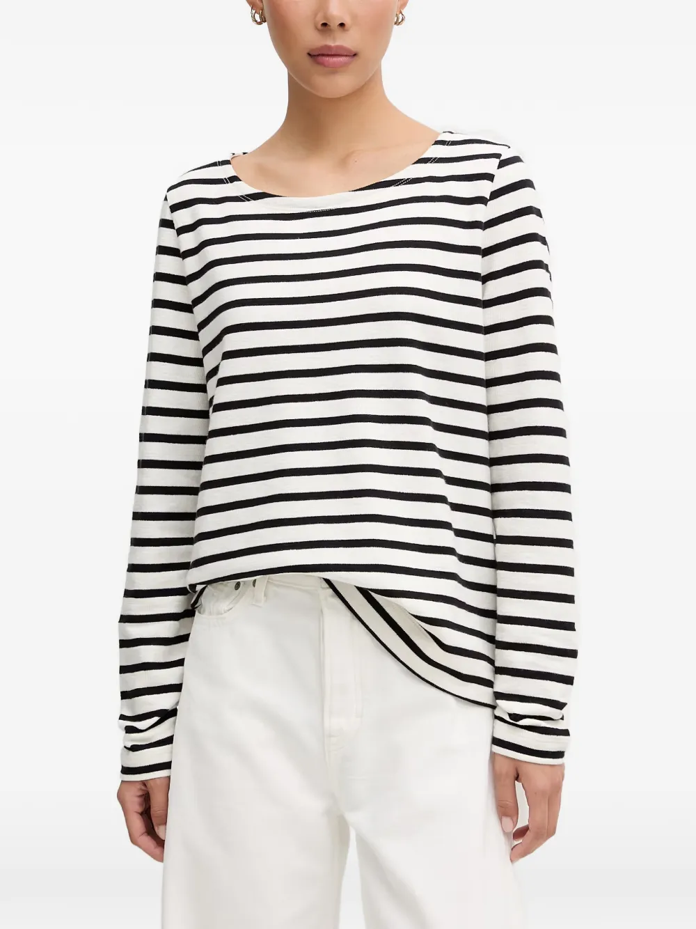 Marc O'polo Horizontal-stripe Long-sleeve T-shirt In White