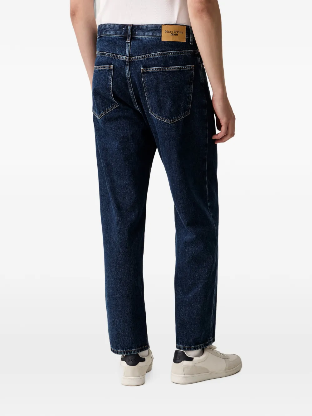 Marc O'Polo Straight jeans met logo-patch Blauw