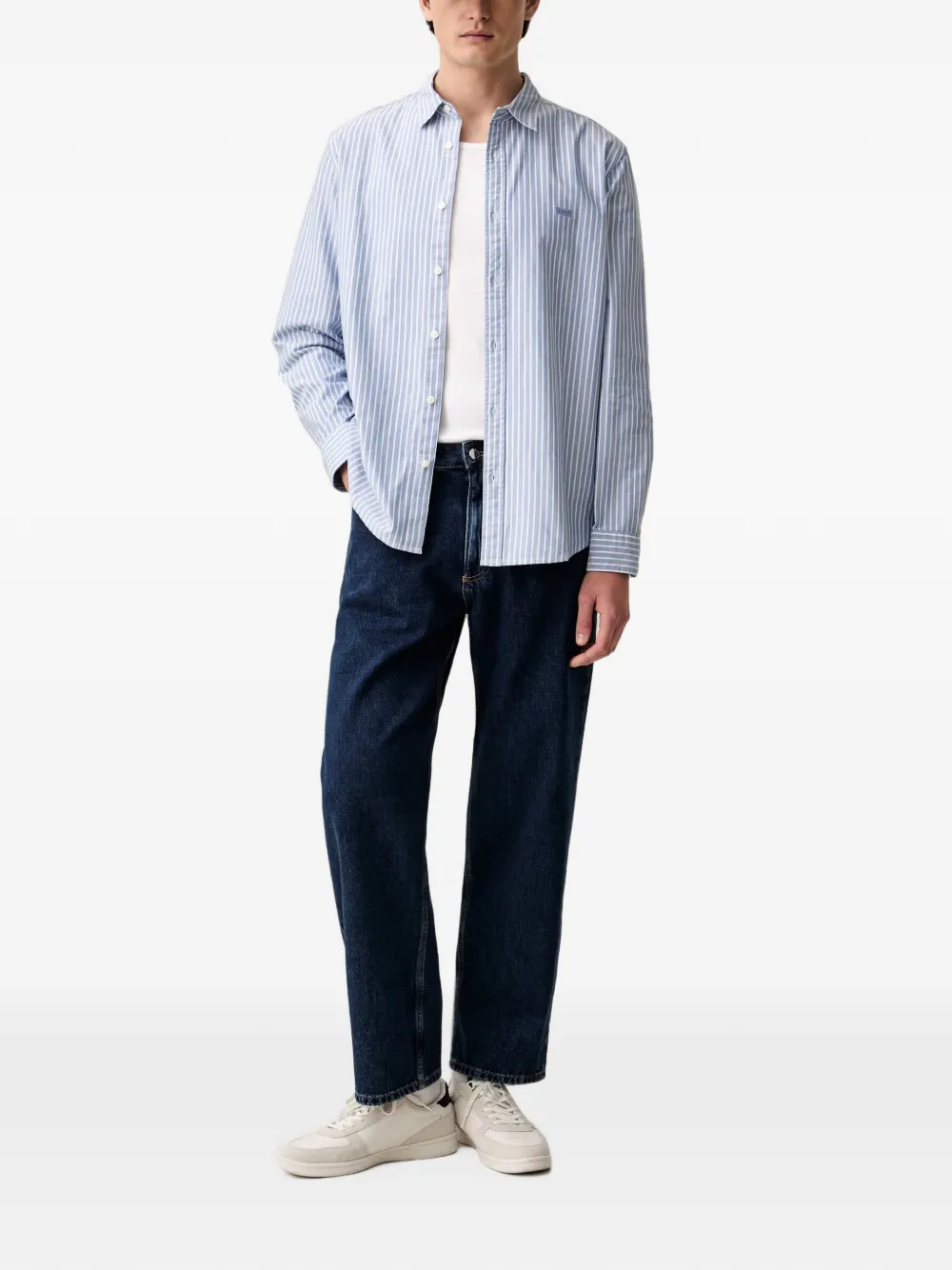 Marc O'Polo Straight jeans met logo-patch Blauw