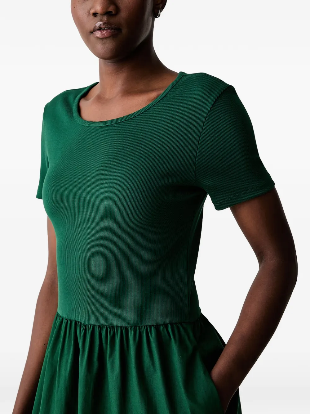 Marc O'Polo midi-jurk met gesmockte rok Groen