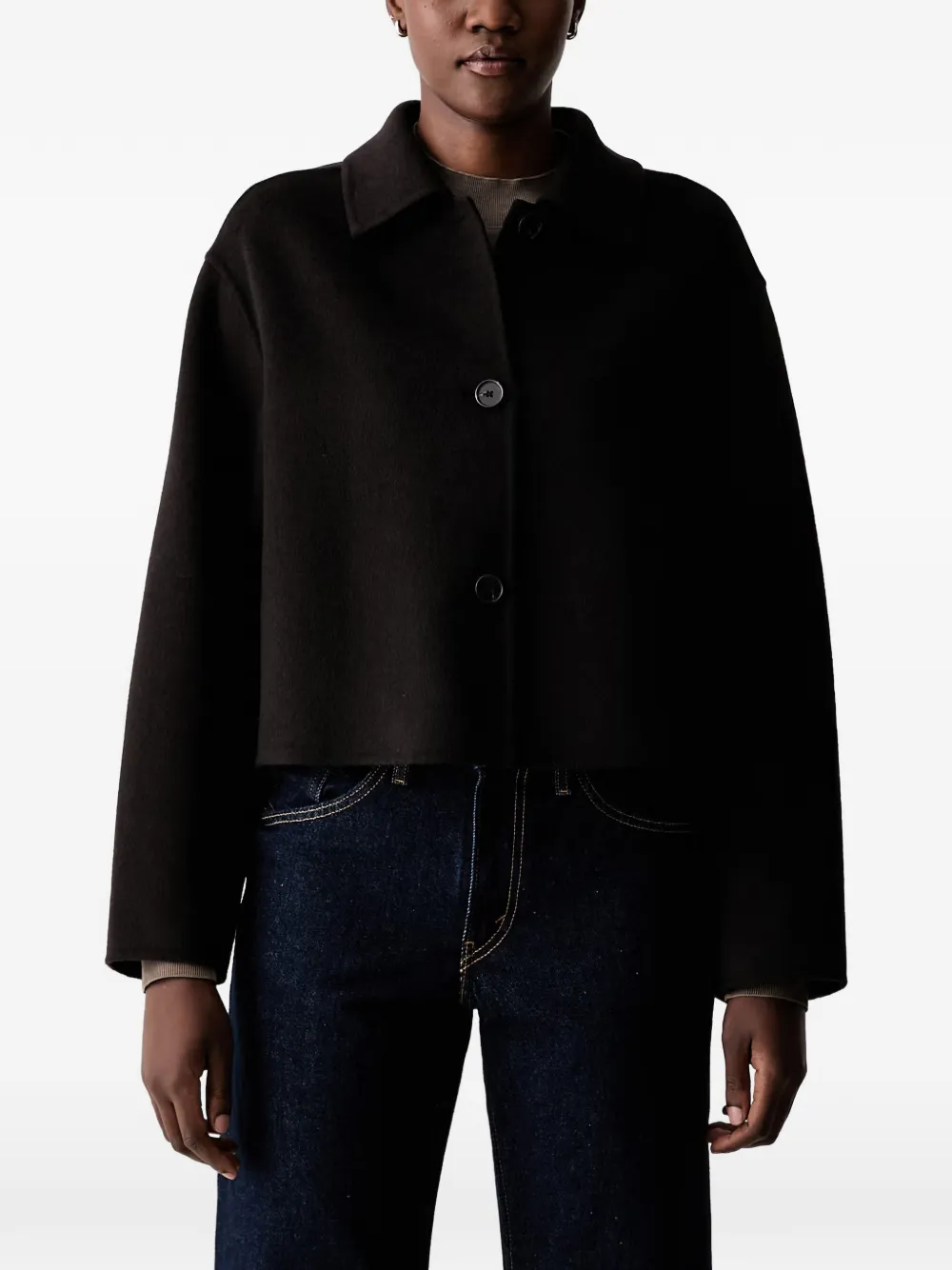 Marc O'Polo button-up cropped jacket - Nero