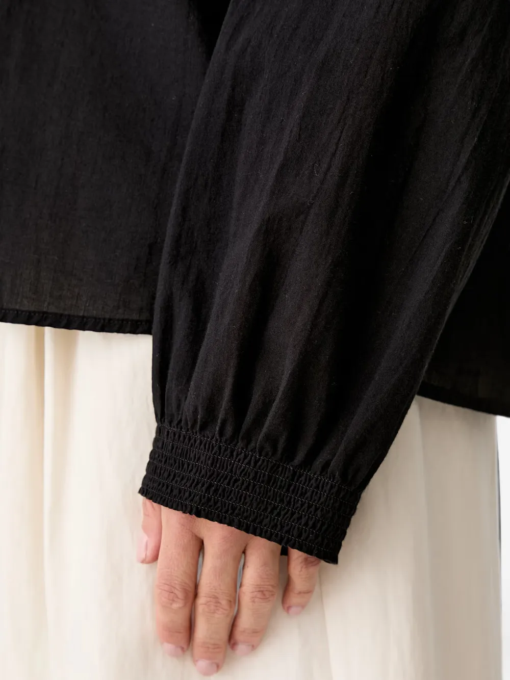 Marc O'Polo Button-up blouse met gesmockt detail Zwart