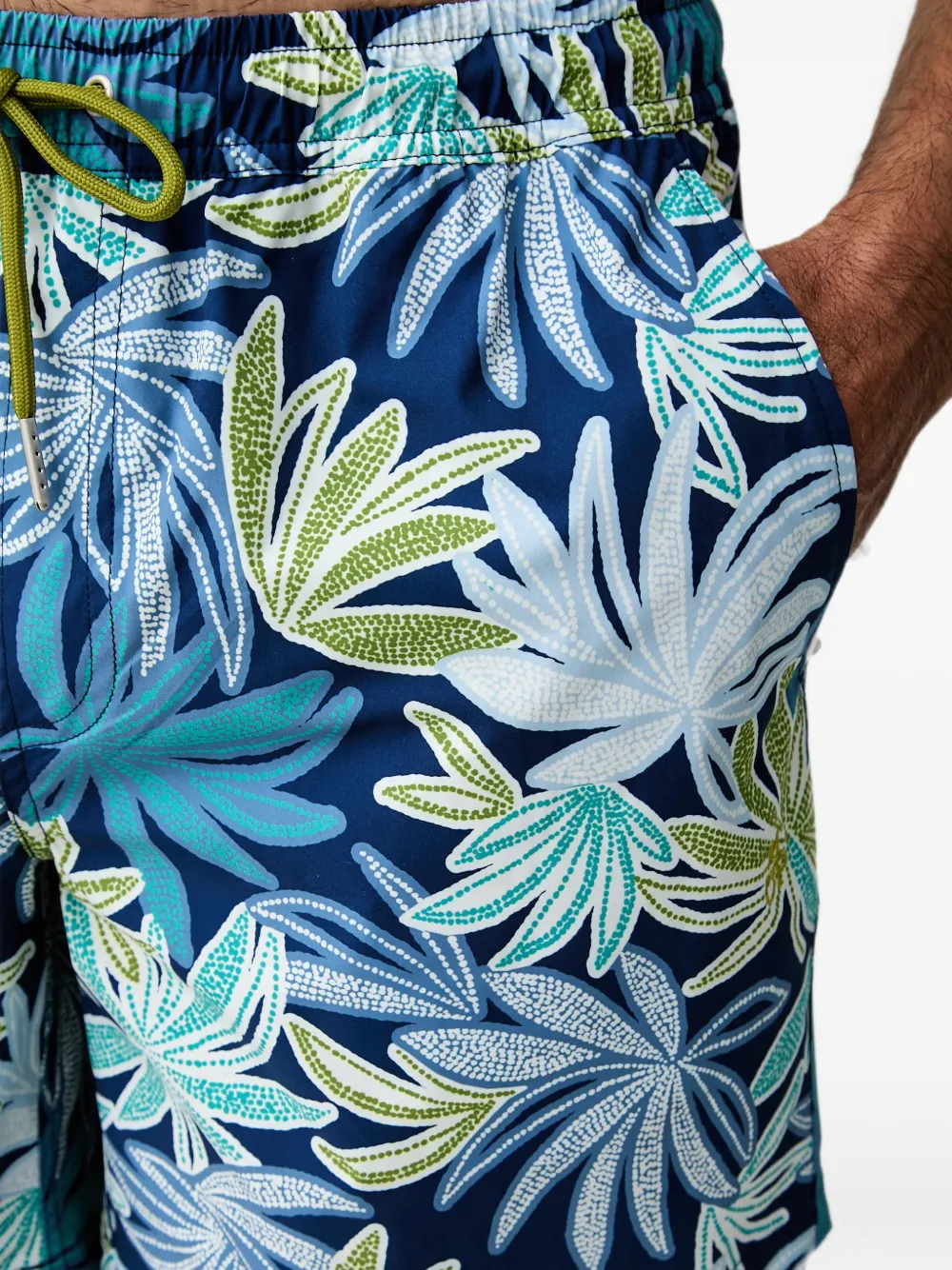 Marc O'Polo Zwembroek met bladerprint Blauw