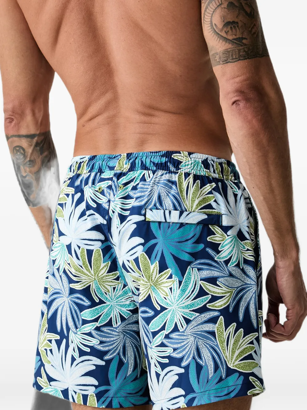 Marc O'Polo Zwembroek met bladerprint Blauw