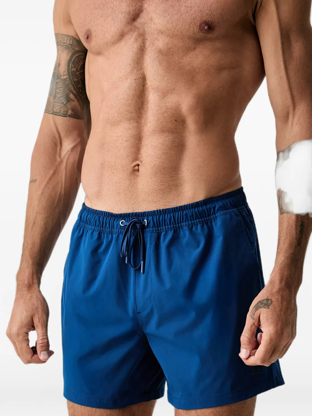 Marc O'Polo logo-patch drawstring swim shorts - Blu