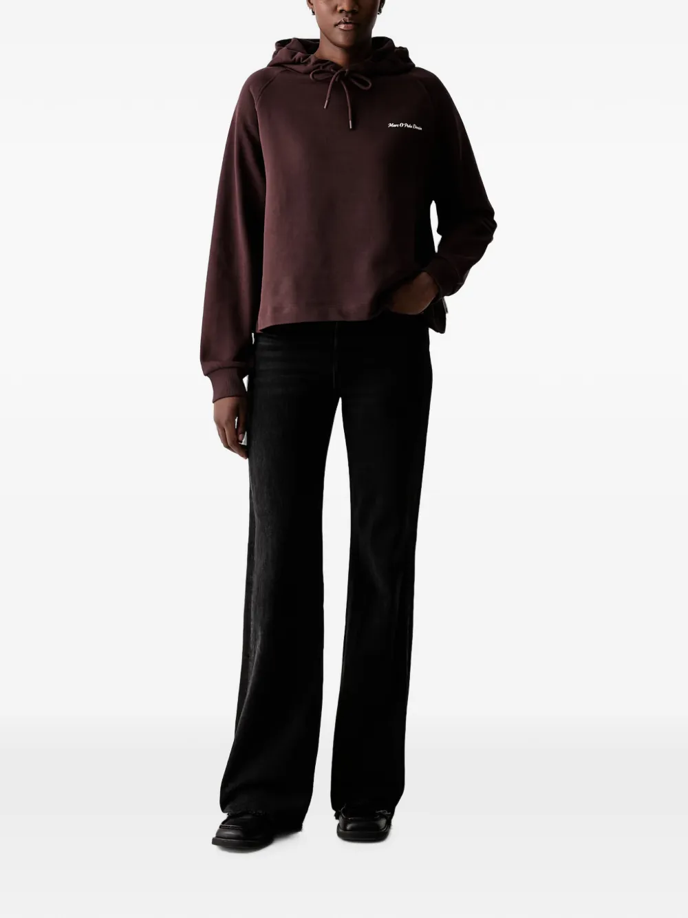 Marc O'Polo Hoodie met logoprint Bruin