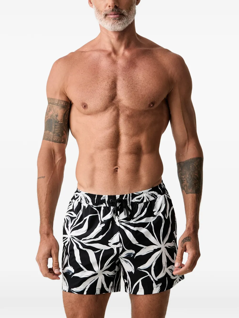 Marc O'Polo Zwembroek met bloemenprint Zwart