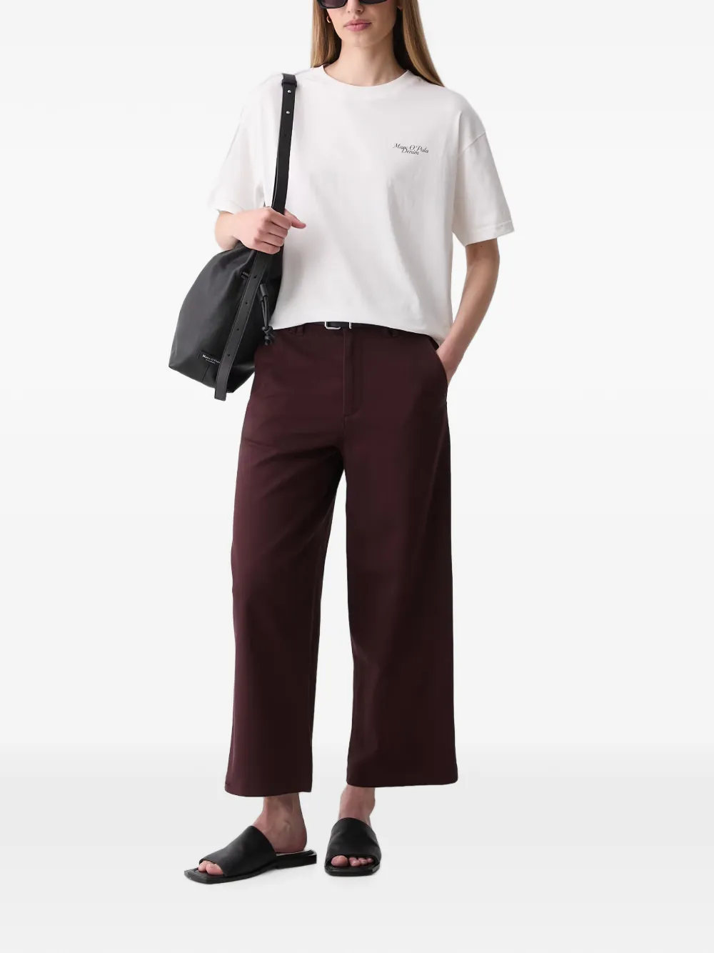 Marc O'Polo Barrel cropped broek met wijde pijpen Paars
