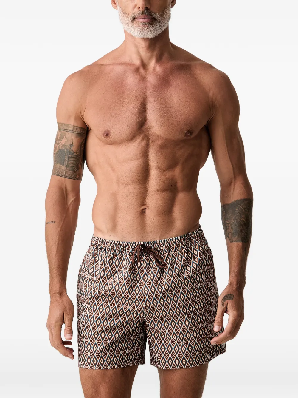 Marc O'Polo Zwembroek met diamantprint Bruin