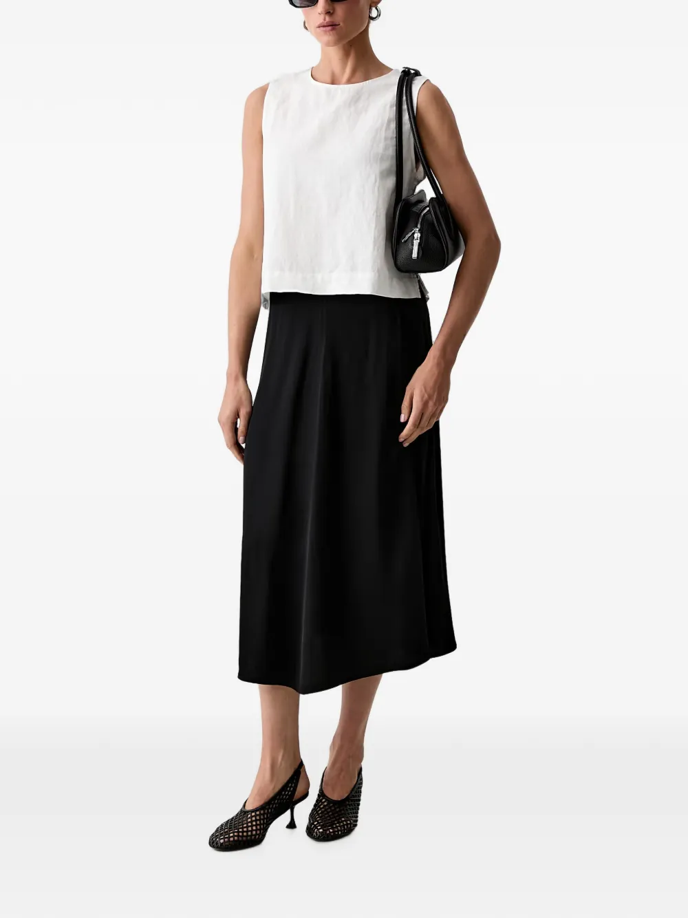 Marc O'Polo High waist midi-rok met A-lijn Zwart