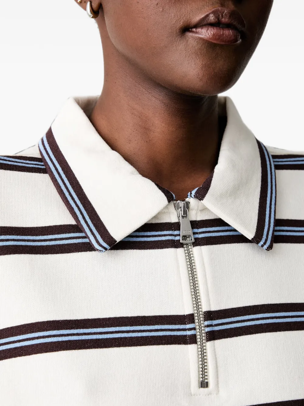 Marc O'Polo Gestreepte sweater met rits Wit