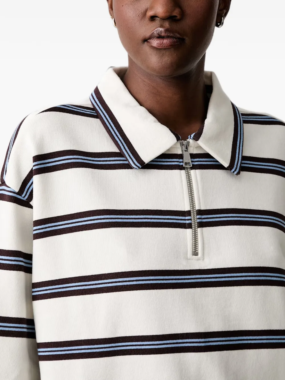 Marc O'Polo Gestreepte sweater met rits Wit