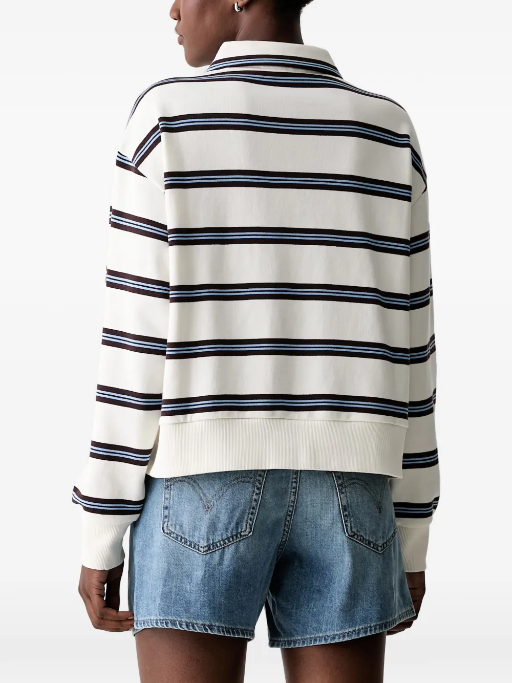 Marc O'Polo Gestreepte sweater met rits Wit