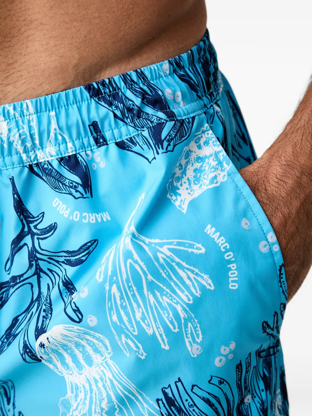 Marc O'Polo graphic-print drawstring swim shorts Blauw