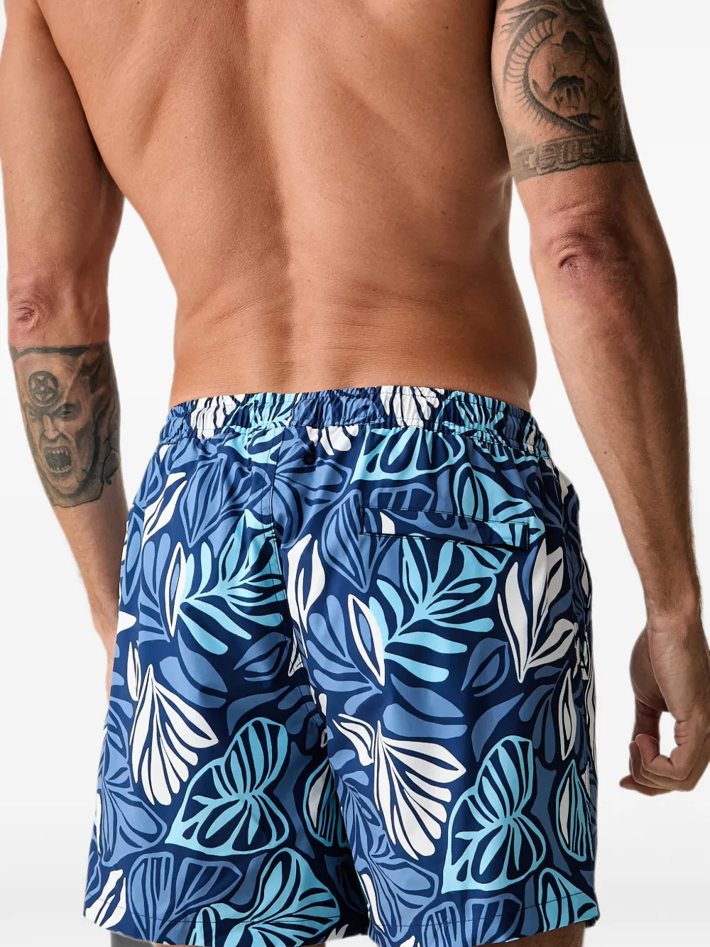 Marc O'Polo Zwembroek met bladerprint Blauw