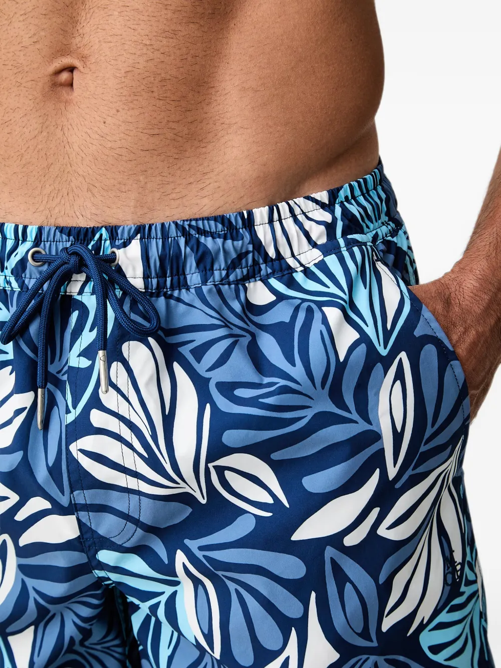 Marc O'Polo Zwembroek met bladerprint Blauw