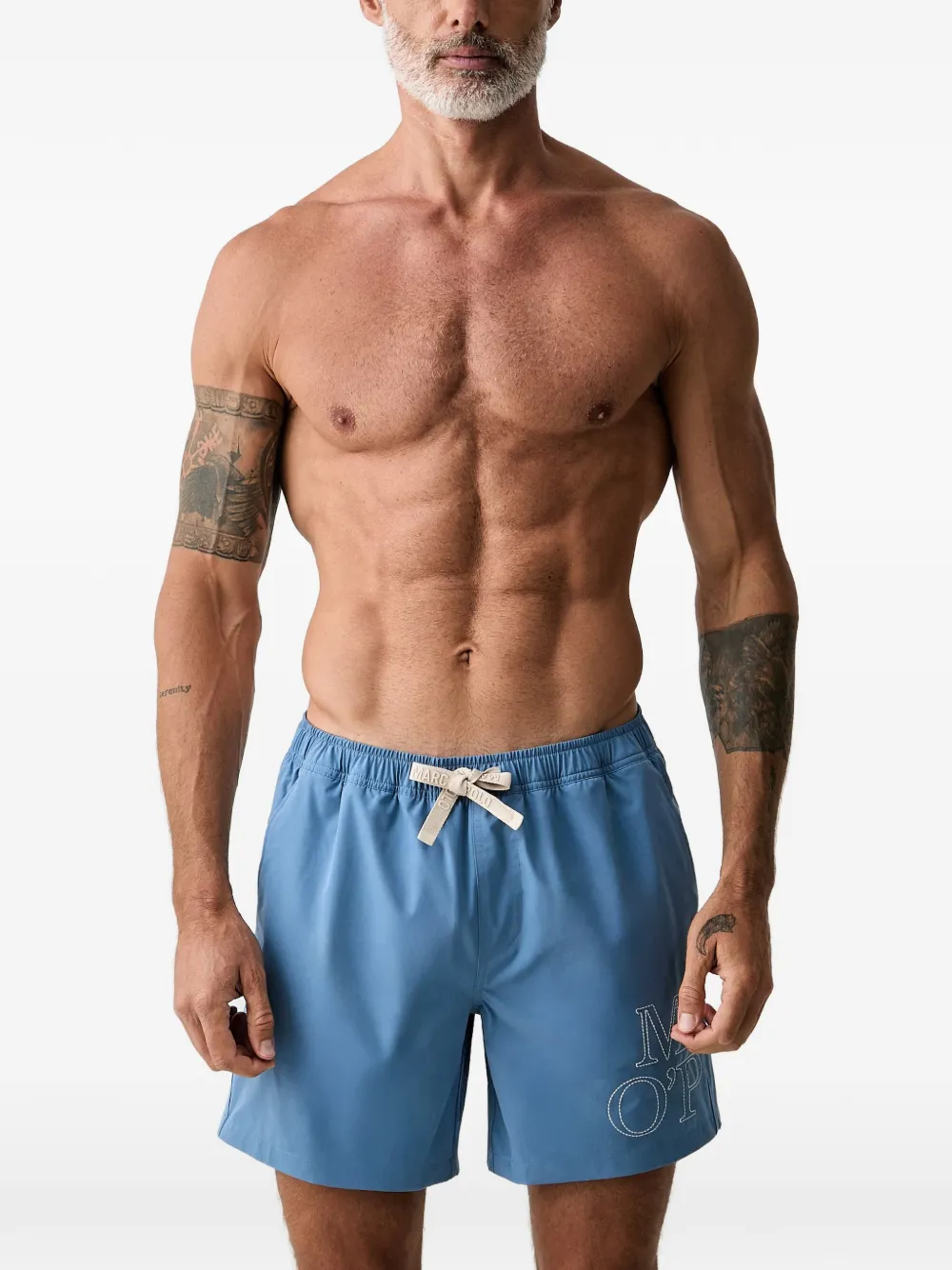 Marc O'Polo Zwembroek met geborduurd logo Blauw
