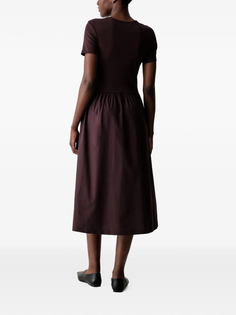 Marc O'Polo midi-jurk met gesmockte rok Bruin
