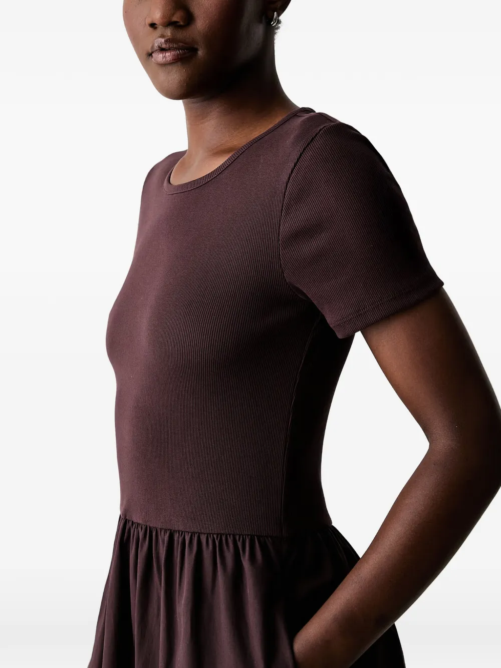 Marc O'Polo midi-jurk met gesmockte rok Bruin