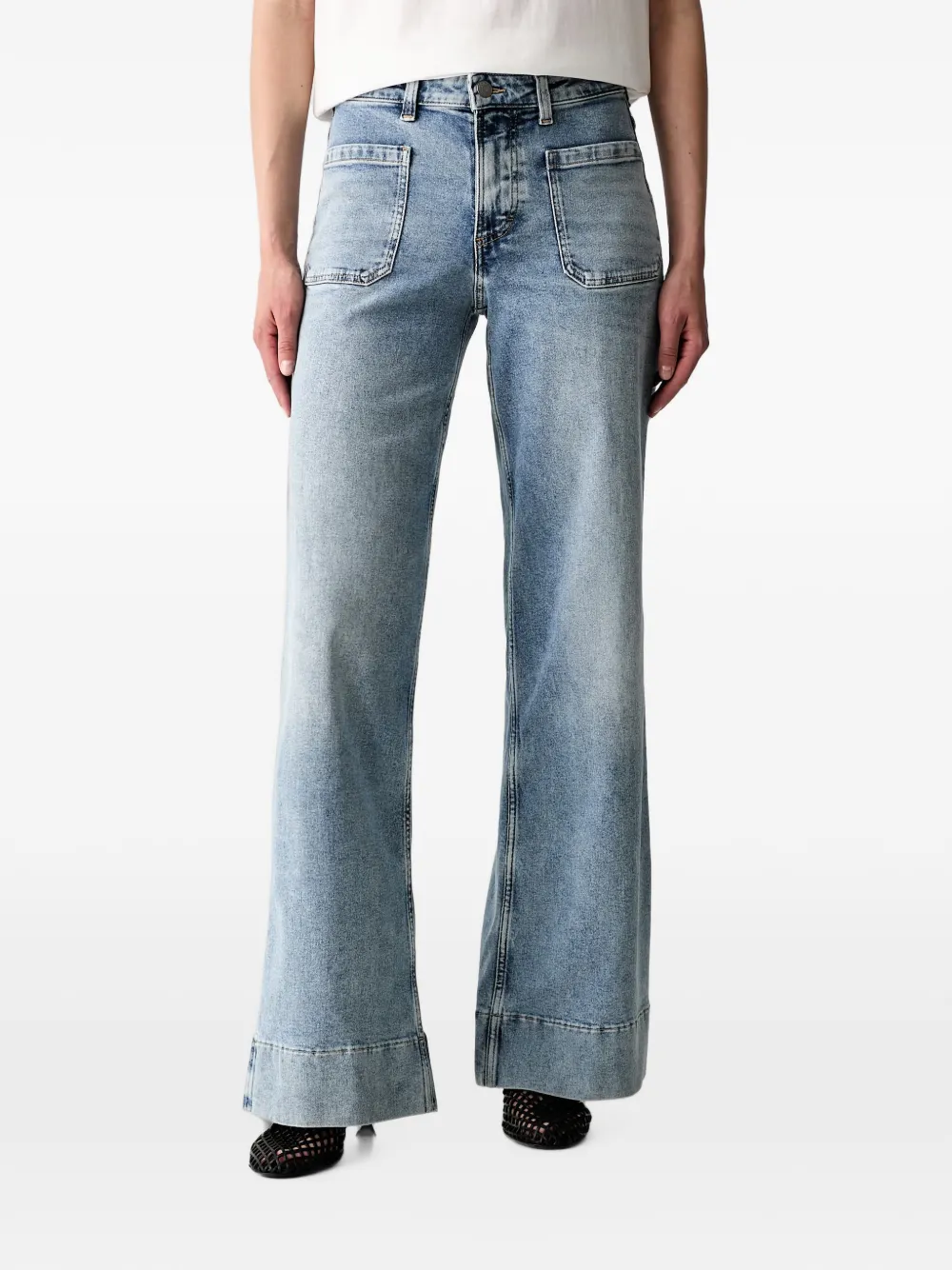 Marc O'Polo patch-pocket wide-leg jeans - Blu