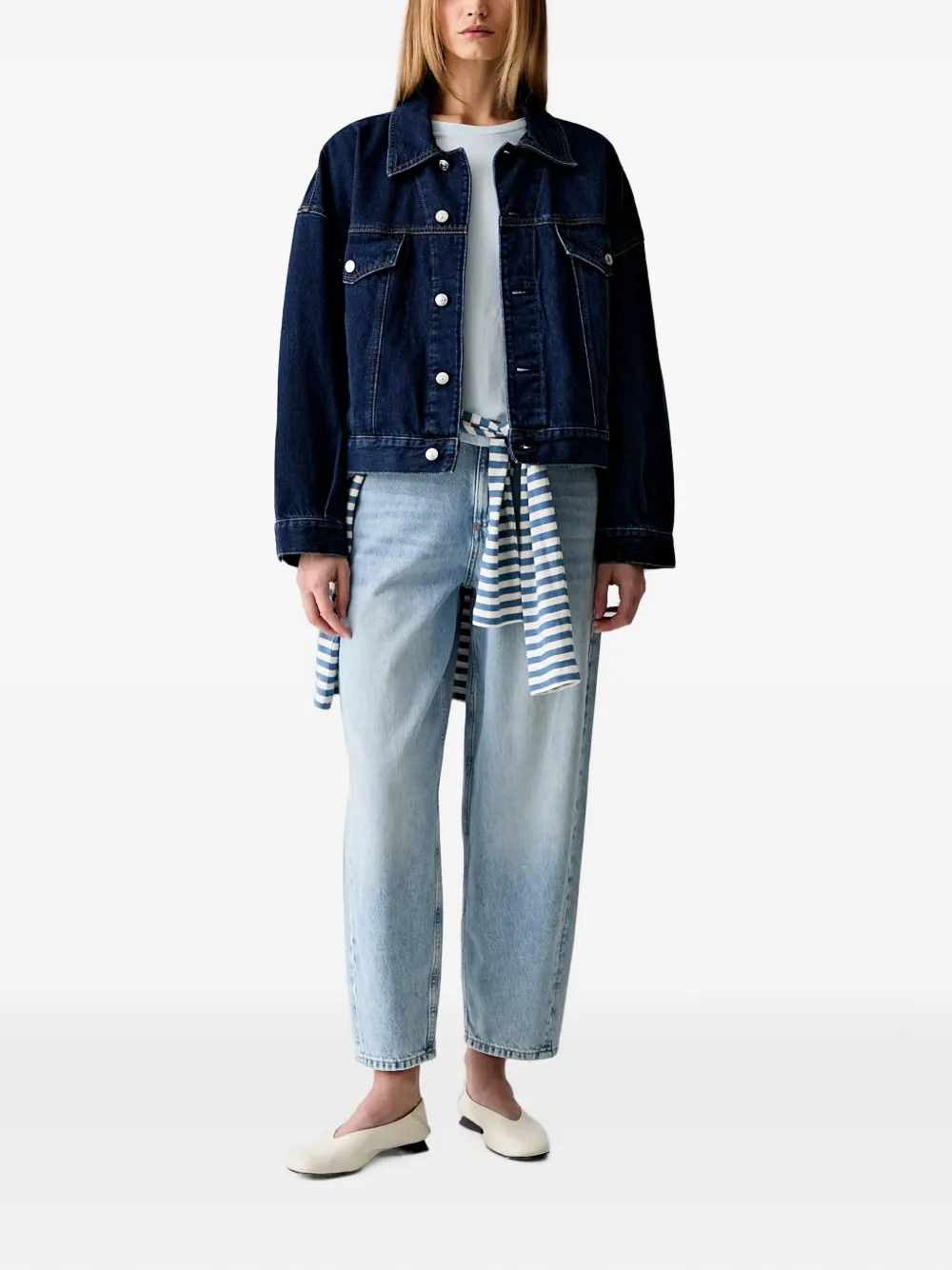 Marc O'Polo Jeans met barrelpijpen en vervaagd effect Blauw