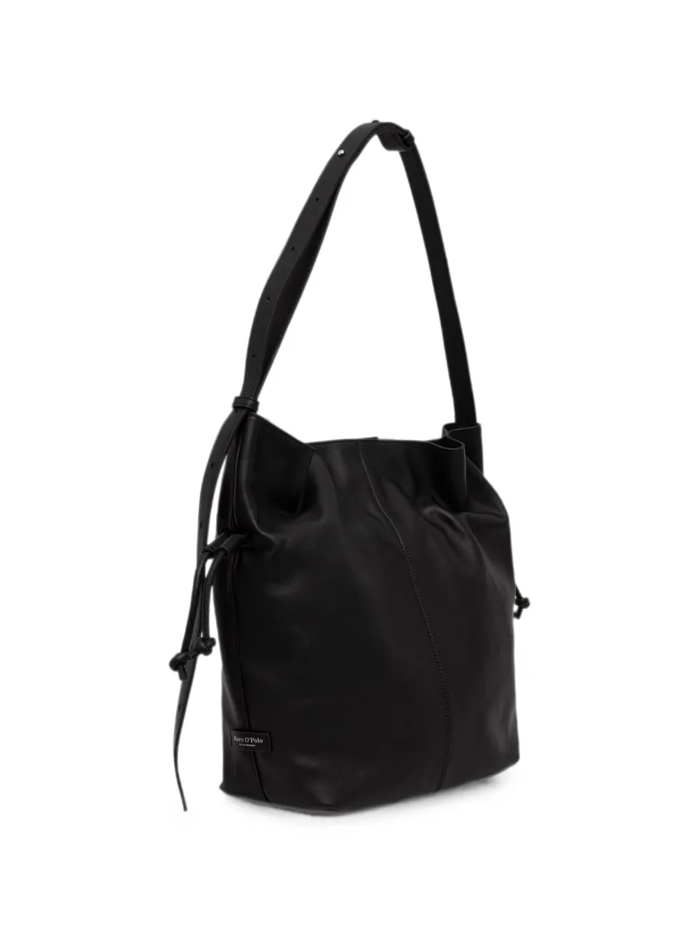 Marc O'Polo Sienna leren bucket-tas met trekkoord Zwart