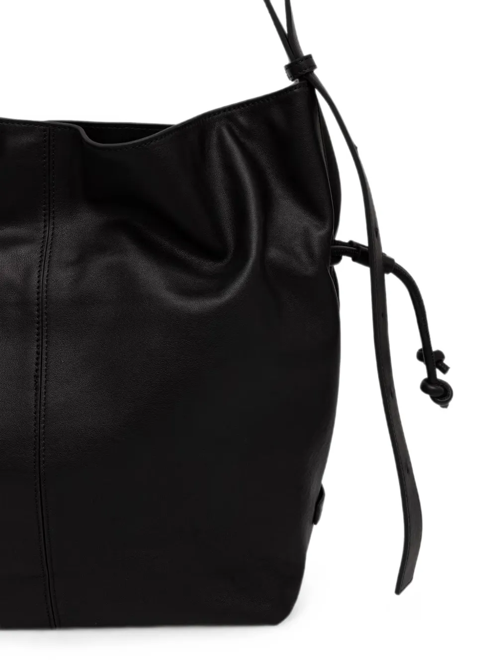 Marc O'Polo Sienna leren bucket-tas met trekkoord Zwart