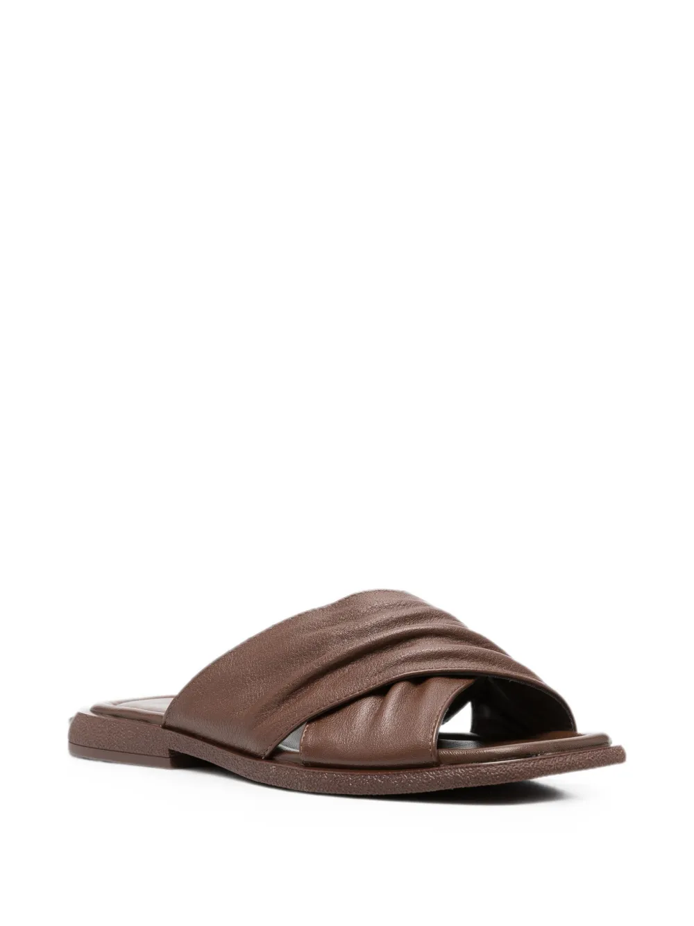 SERGIO MORETTI FIRENZE crossover-strap ruched sandals Bruin