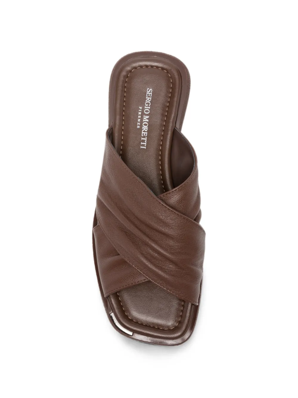 SERGIO MORETTI FIRENZE crossover-strap ruched sandals Bruin