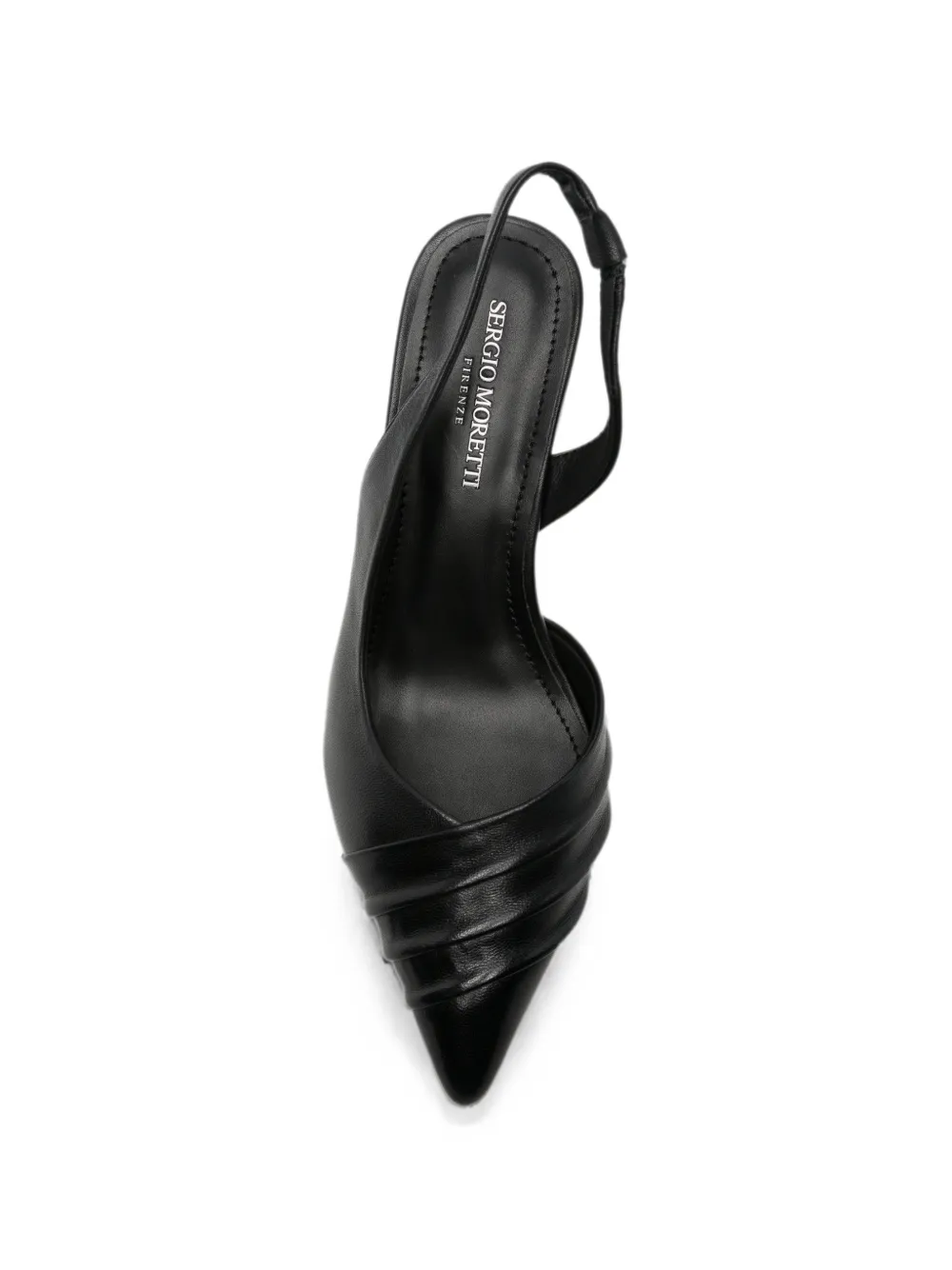SERGIO MORETTI FIRENZE Slingback pumps met puntige neus en ruches Zwart