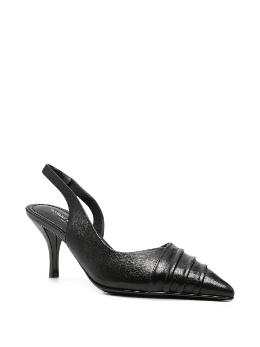 SERGIO MORETTI FIRENZE Slingback pumps met puntige neus en ruches Zwart